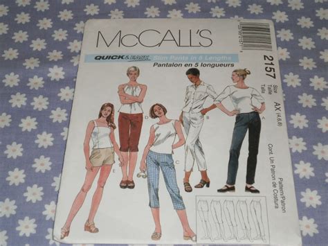 McCALL S 2157 MISSES EASY PANTS IN 5 LENGTHS SHORTS CAPRI PATTERN UNCUT