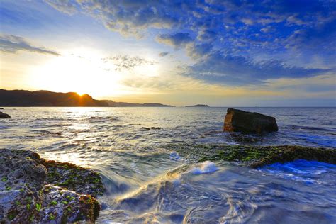 Sunlight Landscape Mountains Sunset Sea Bay Rock Nature Shore