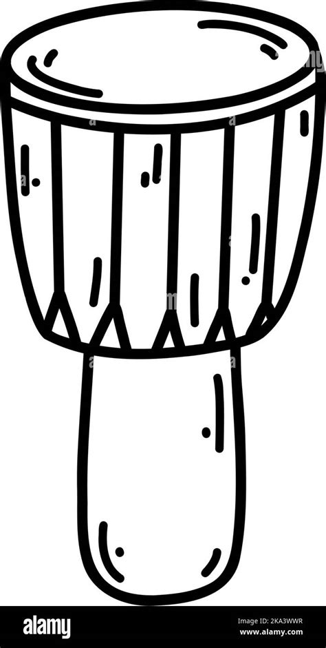 Doodle Djembe Vector Sketch Illustration Of Musical Instrument Black