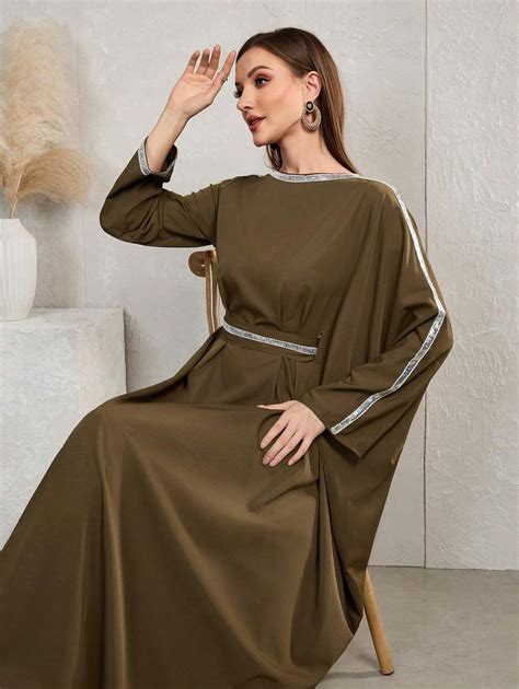 SHEIN Najma 1 peça vestido abaya kaftan elegante lantejoulas para