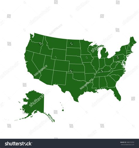 Usa Map Isolated On White Background Stock Vector (Royalty Free ...