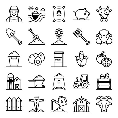 Black Farm And Agriculture Icons Set Stock Vector Image By Huhulin