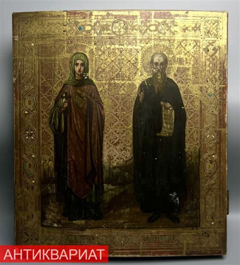 Икона Святые Феодосия и Тимофей. Дерево, темпера, сусальное золото ...