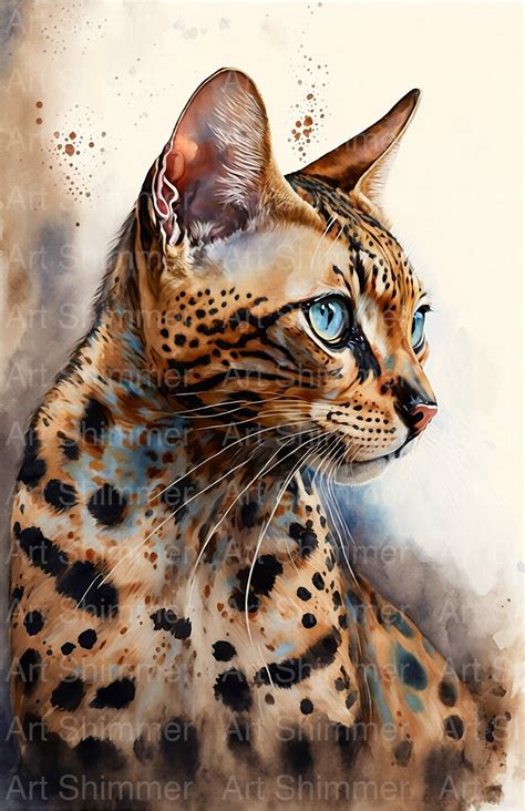 Bengal Cat Painting /printable Bengal Cat Art / Digital - Etsy