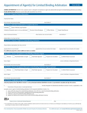 Fillable Online Appointment Of Agent S For Limited Binding Arbitration