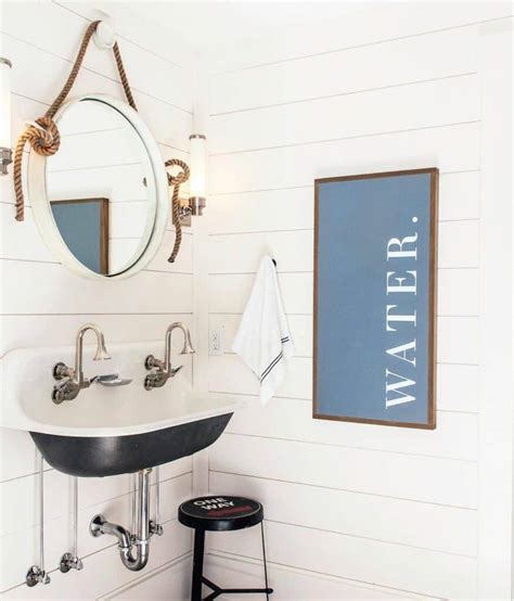 White Shiplap Bathroom With Nautical Theme Soul Lane