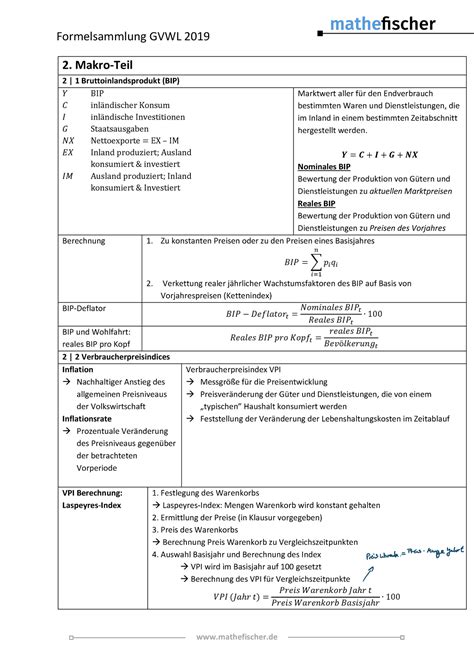 Vwl Formelsammlung 2020 Makro Teil 2 Makro Teil 2 1