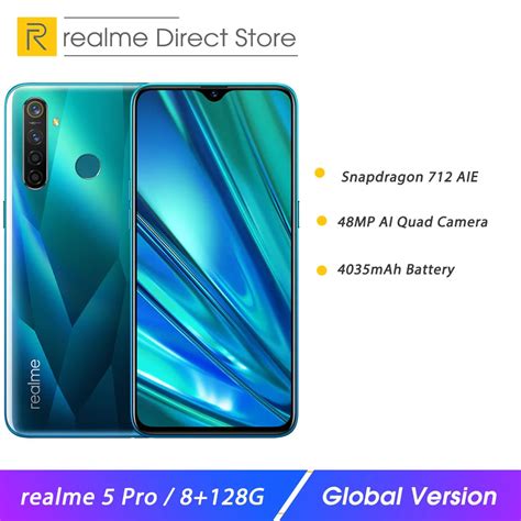 Realme 5 Pro 8 ГБ ОЗУ 128 Гб ПЗУ 6," мобильный телефон Snapdragon ...