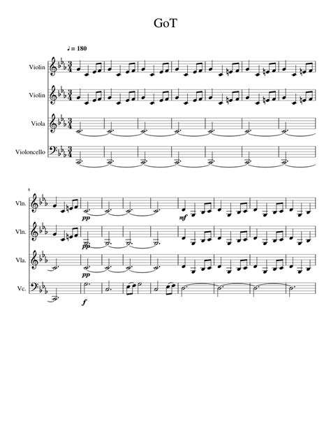 Game of Thrones Theme Sheet music for Violin, Viola, Cello | Download ...