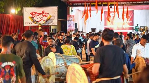 Aaradhya Dhol Tasha Dhwaj Pathak 2023 Vadya Pujan Mumbai Crowd