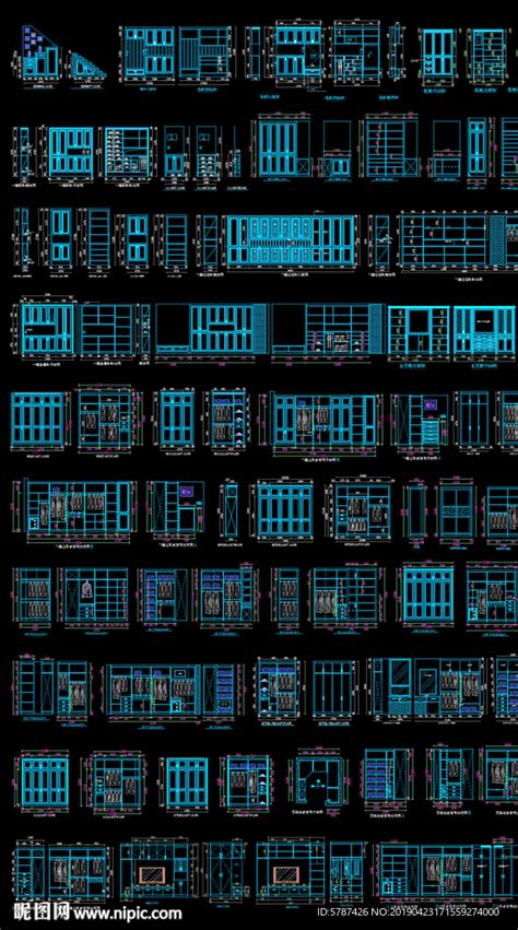 全屋定制柜cad图设计图 施工图纸 环境设计 设计图库 昵图网