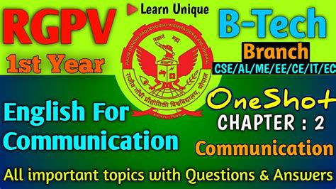 Unit English For Communication Bt Rgpv Important Topic