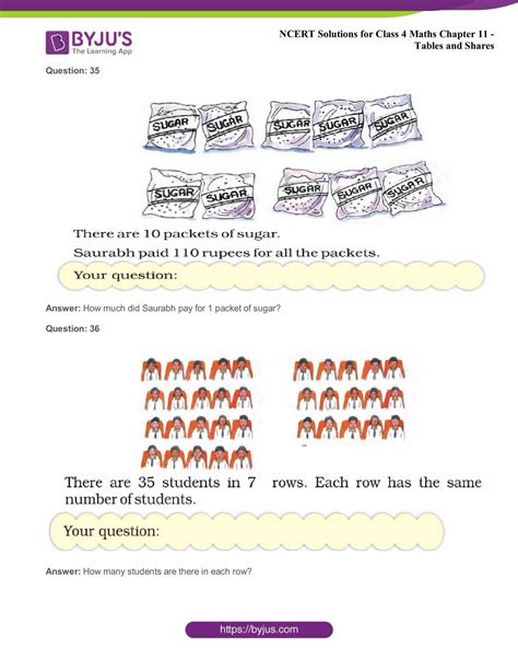 Ncert Solutions Class 4 Maths Chapter 11 Tables And Shares Get Free Pdfs