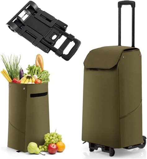 Giantexuk Folding Shopping Cart 2 In 1 Shopping Trolley With 38l