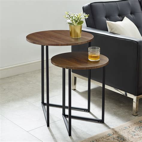 Manor Park 2 Piece Round Nesting End Tables Dark Walnutblack