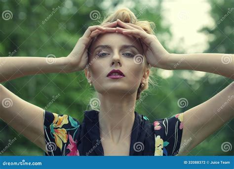 Blonde Woman Near The Lake Stock Photo Image Of Looking 32088372