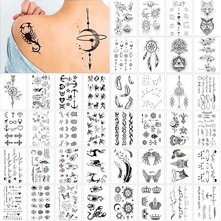 68 Blätter Klein Schwarz Temporäre Tattoos Frauen Männer Fake Tattoo