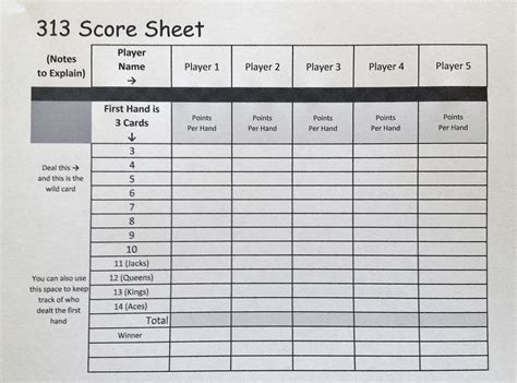 Printable shanghai card game score sheet - fobdax