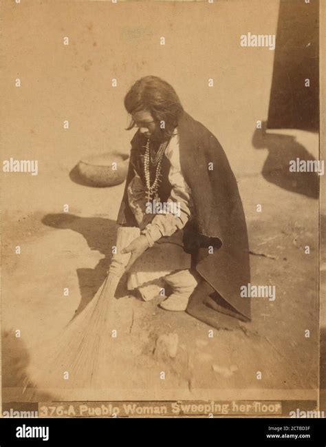 Pueblo Woman Sweeping Her Floor Continent Stereoscopic Company