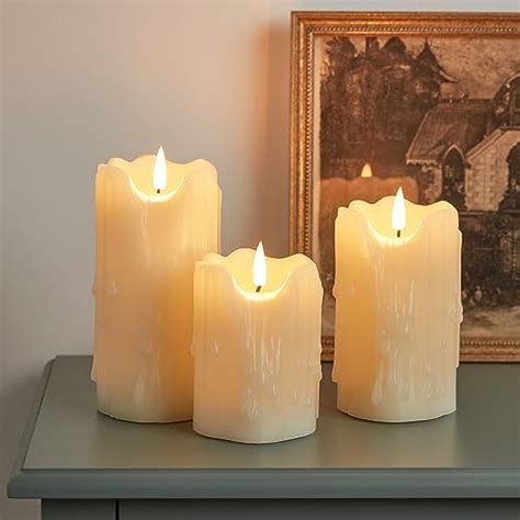 Lights4fun Set Of 6 Skinny Led Pillar Candles Real Wax Battery Operated