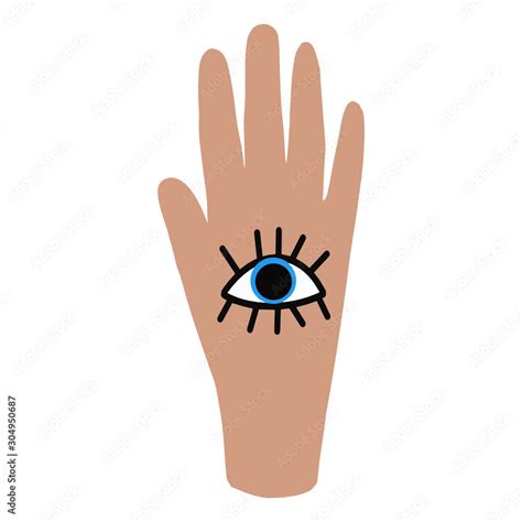 Hand with all seeing eye . Hand drawn mystic and occult trendy vector ...