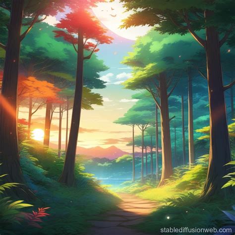 Magical Anime Forest Backdrop | Stable Diffusion Online