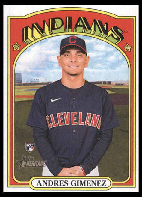 2021 Topps Heritage 569 Andres Gimenez Cleveland Indians Baseball Card