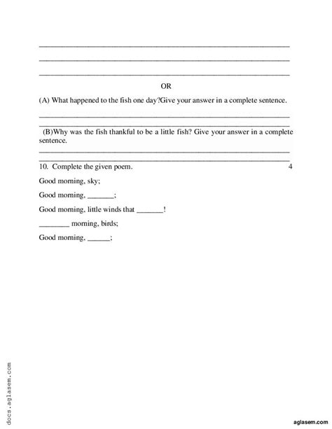 Class English Sample Paper Pdf Practice Model Question Paper