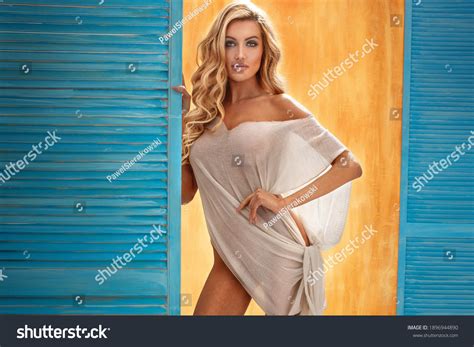 Beautiful Sexy Blonde Girl Long Hair Stock Photo 1896944890 Shutterstock