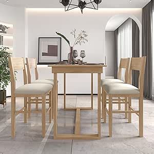 Amazon Merax 5 Piece Counter Height Dining Table Set Wooden