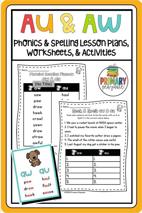 Au Aw Worksheets Word Work Phonics Activities Sound Boxes Ufli Lesson