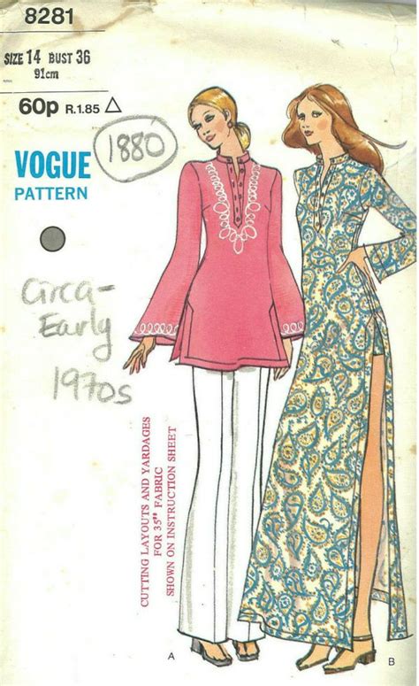 S Vintage Vogue Sewing Pattern B Tunic Dress Pants Shorts R