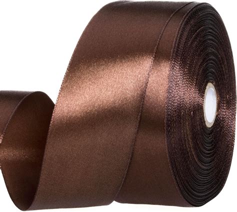 Yaseo 1 12 Inch Brown Solid Satin Ribbon 50 Yards Craft