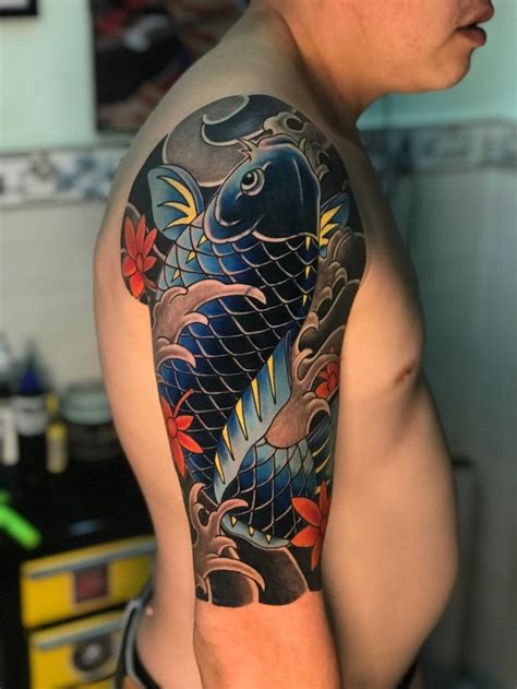 Cá chép nhật cổ Koi tattoo sleeve Half sleeve tattoos designs Koi