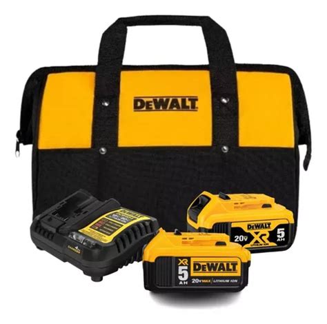 Kit 2 Baterias 5ah Carregador E Bolsa Dewalt Dcb205