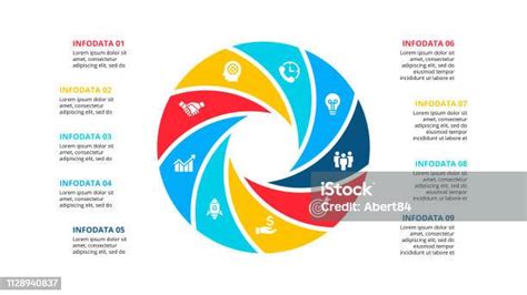 Circle Element For Infographic With 9 Options Parts Or Steps Template For Cycle Diagram Graph