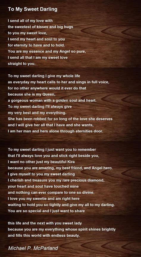 To My Sweet Darling To My Sweet Darling Poem By Michael P Mcparland