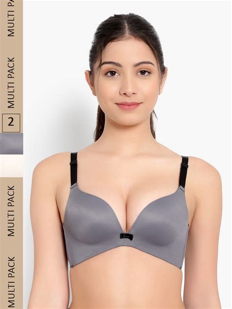 Buy Parkha Pack Of 2 Heavily Padded Seamless Side Bone Plunge Bra Bra