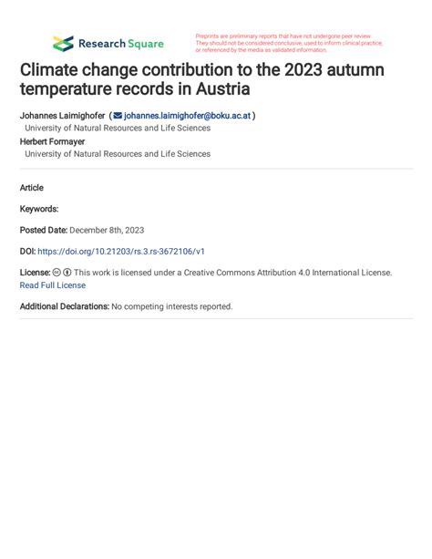 PDF Climate Change Contribution To The 2023 Autumn Temperature