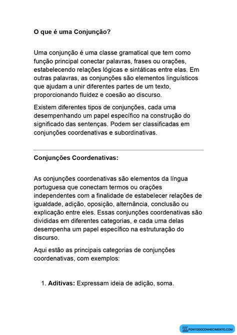 O Que São Conjunção - O que é uma Conjunção? - Ponto do Conhecimento