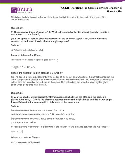 Ncert Solutions For Class Physics Chapter Wave Optics