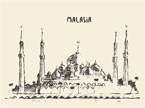 Premium Vector Hand Drawn Vector Illustration Of Crystal Mosque In