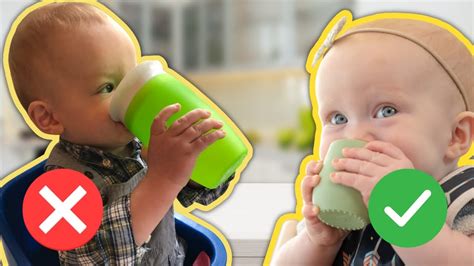 Baby Drinking Out Of An Open Cup At Months Youtube