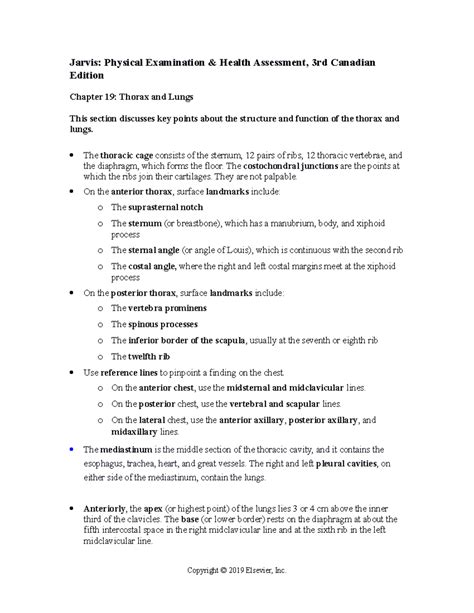 Chapter 019 - Thorax & Lungs: Key Concepts & Clinical Insights - Studocu