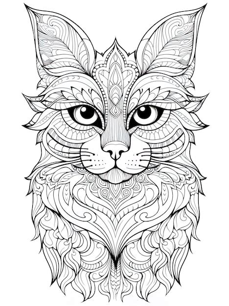 Premium Photo | A drawing of a cat with a pattern on it