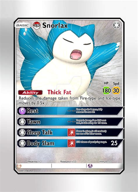 Pokemon Card - #143 Snorlax by Nova-Nebulas on DeviantArt