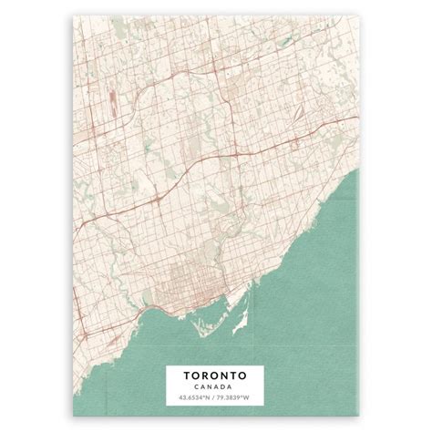 Plakat Metalowy Mapa Vintage Toronto L MURRANO