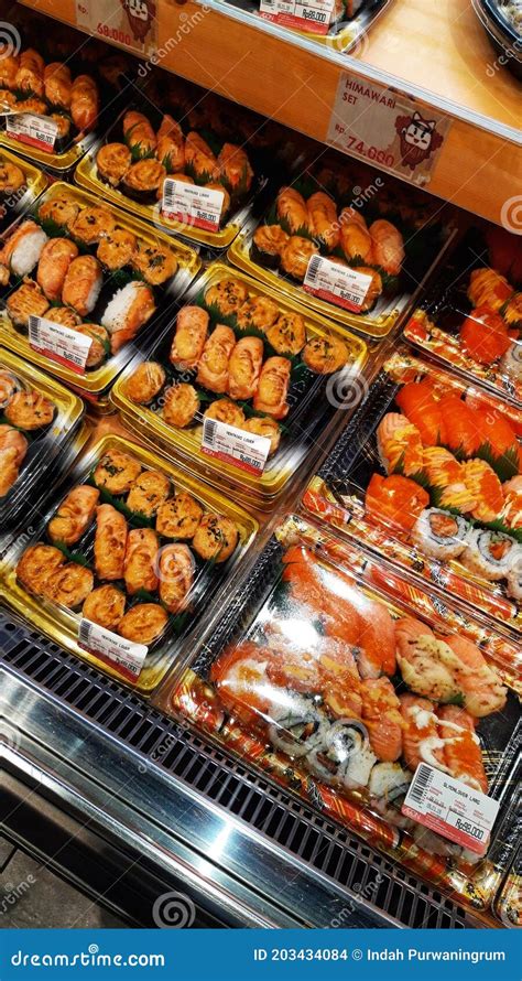 types  sushi  aeon mall food court editorial stock image