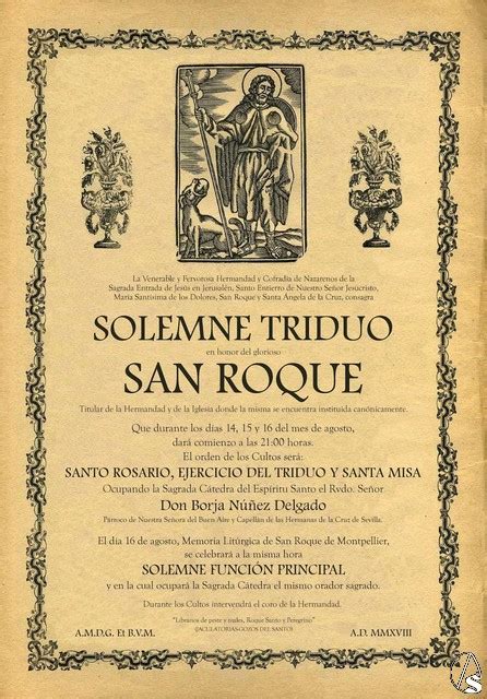 Provincia Recuerden Solemne Triduo En Honor De San Roque En Arahal