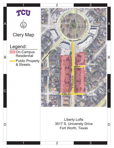 TCU Police Department Clery Geographical Borders